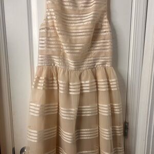 Elegant Cream Striped Women’s  Dress #7002